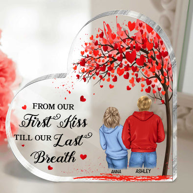 Couple Personalized Heart Shaped Acrylic Plaque - Gift For Husband Wife, Anniversary