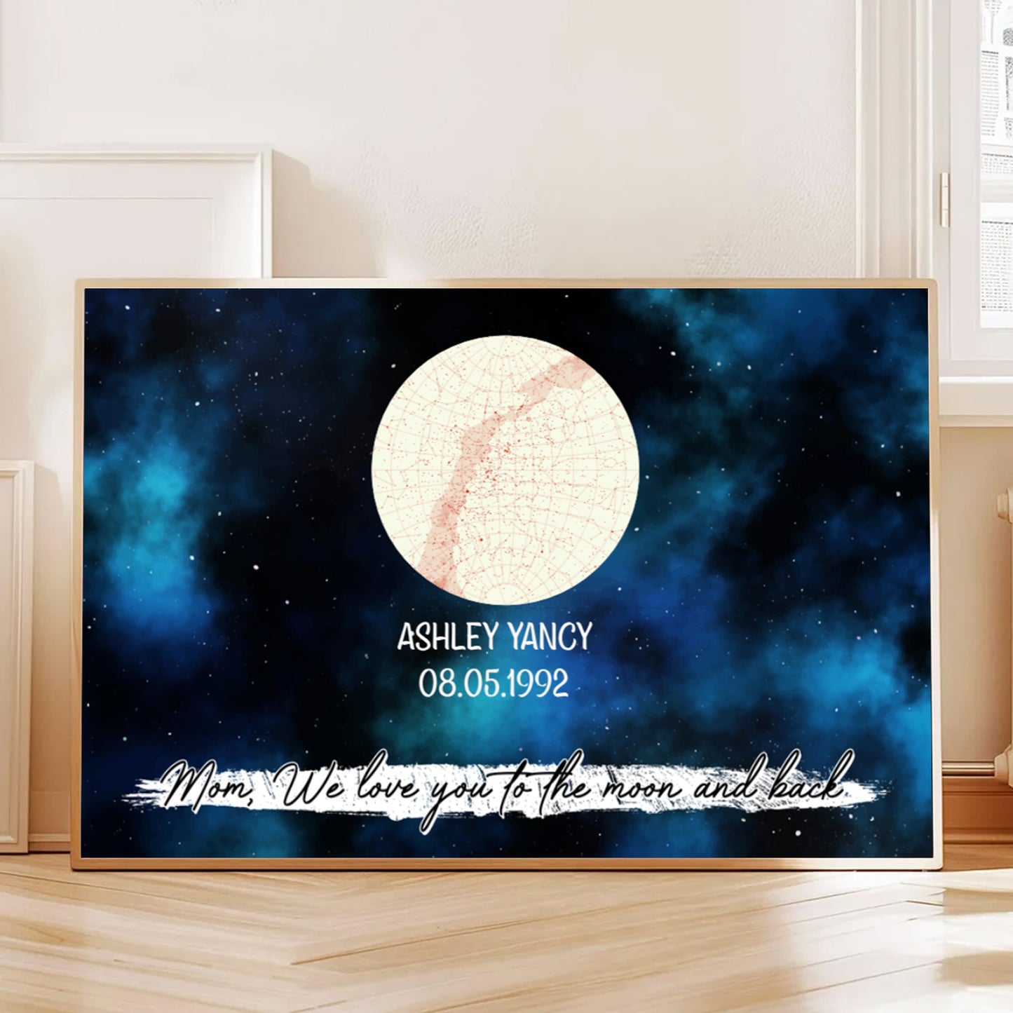 Mom We Love You To The Moon Paper Poster - Custom Birth Moon Phase