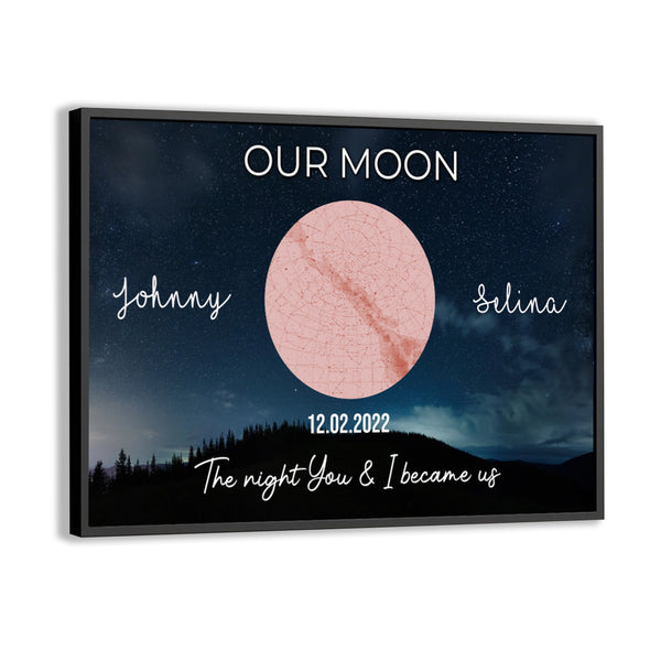 Our Moon Paper Poster - Custom Birth Moon Phase - Gift For Couple