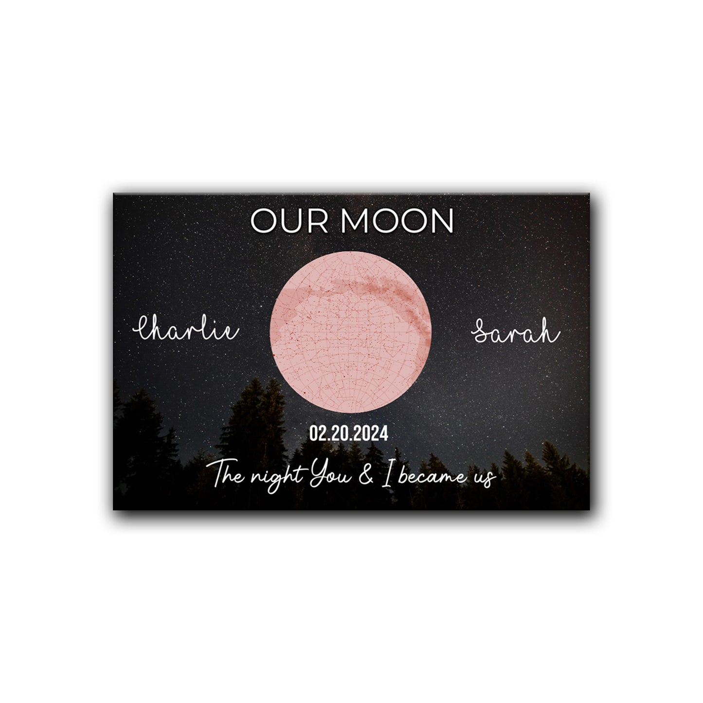 Our Moon Paper Poster - Custom Birth Moon Phase - Gift For Couple