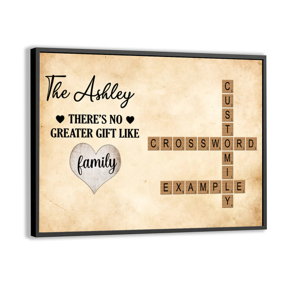 Family Crossword Puzzle Art Paper Poster- Heartfelt Gift For Family, Husband, Wife, Dad, Mom