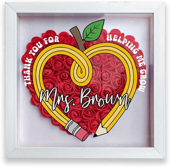 Personalized Thank You for Helping Me Flower Shadow Box - Gift For Teacher