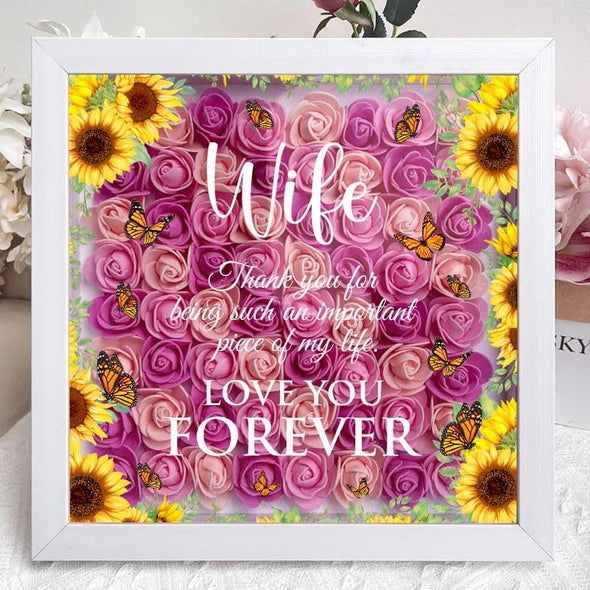 Personalized Wife, Thank You Flower Shadow Box - Gift For Mother's Day, Wife