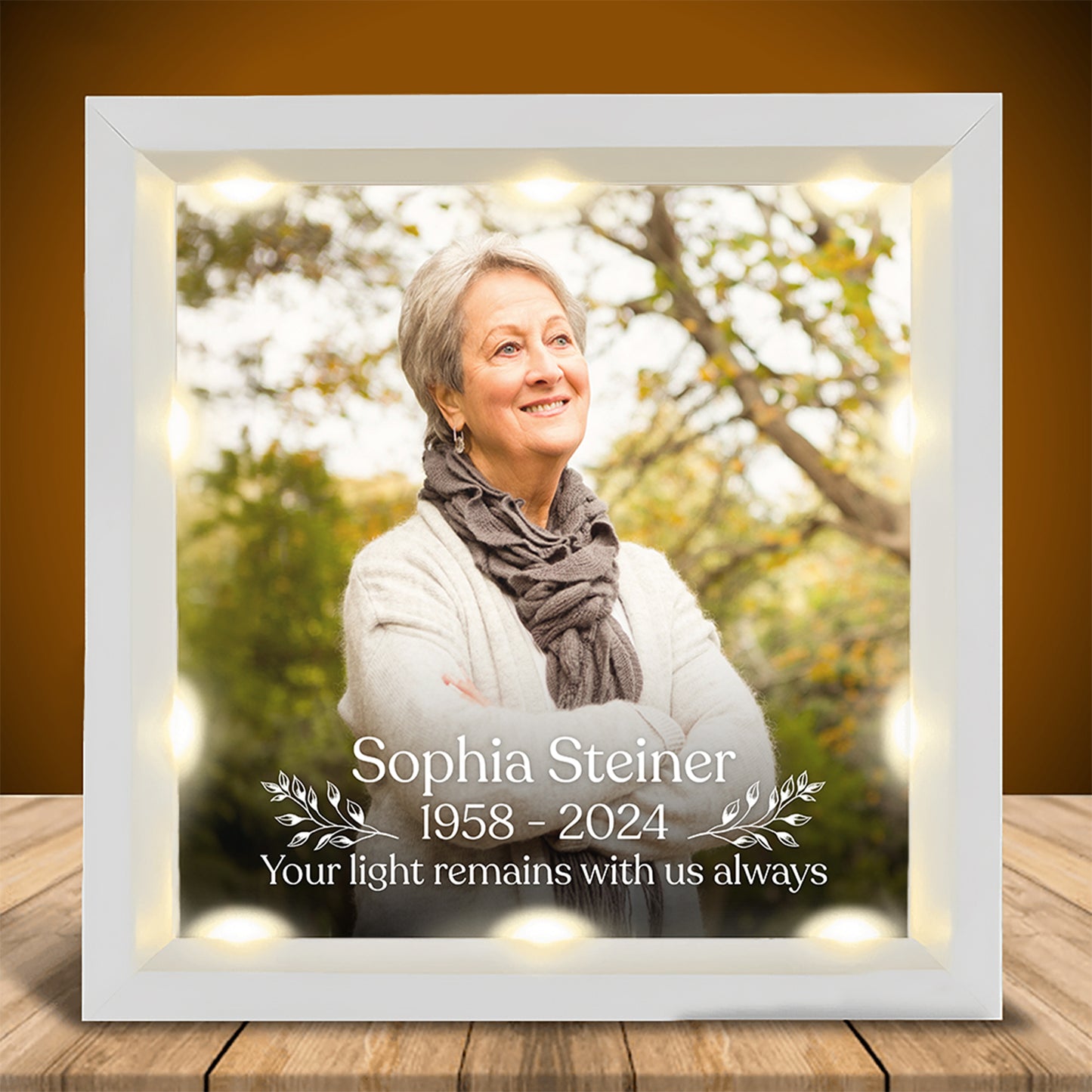 Personalized Memorial Picture Frame Light Box - Your Light Remains With Us Always - Sympathy Gift