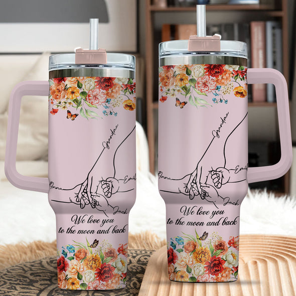 Custom Name Tumbler with Handle for Mom and Grandma, Gift for Mother's Day