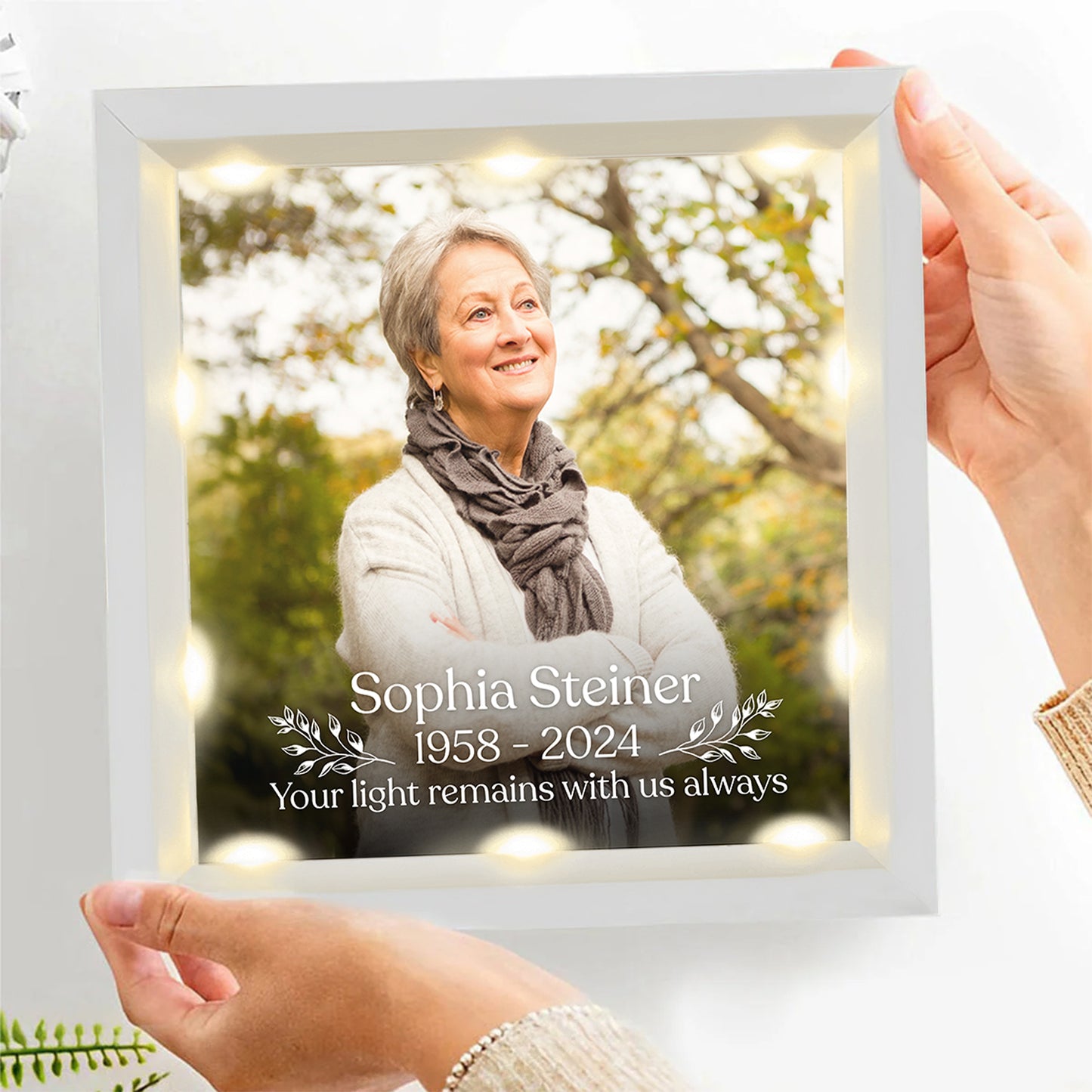 Personalized Memorial Picture Frame Light Box - Your Light Remains With Us Always - Sympathy Gift