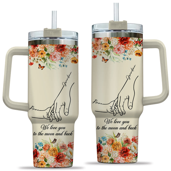 Custom Name Tumbler with Handle for Mom and Grandma, Gift for Mother's Day