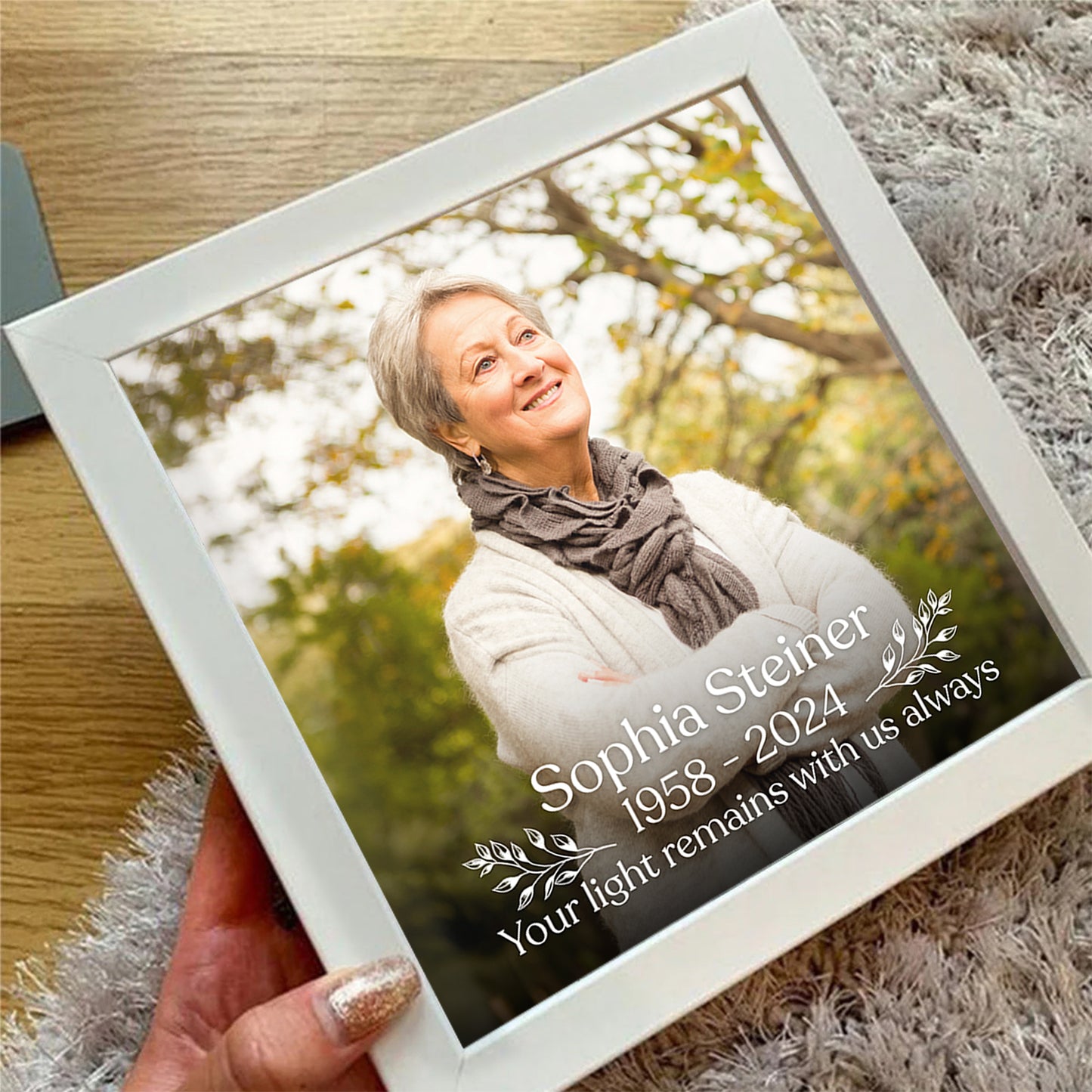 Personalized Memorial Picture Frame Light Box - Your Light Remains With Us Always - Sympathy Gift