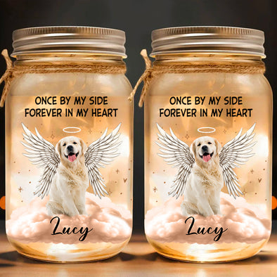 Once By My Side - Personalized Mason Jar Light, Gift For Pet Lovers, Pet Memorial