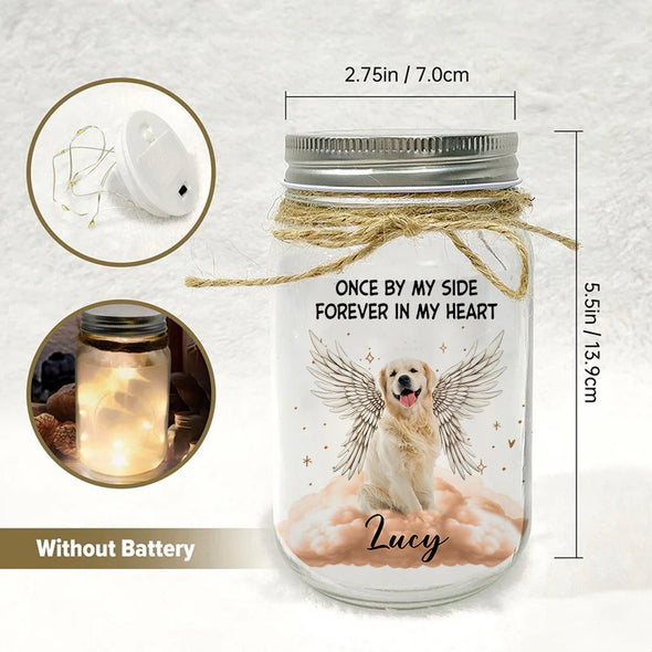 Once By My Side - Personalized Mason Jar Light, Gift For Pet Lovers, Pet Memorial