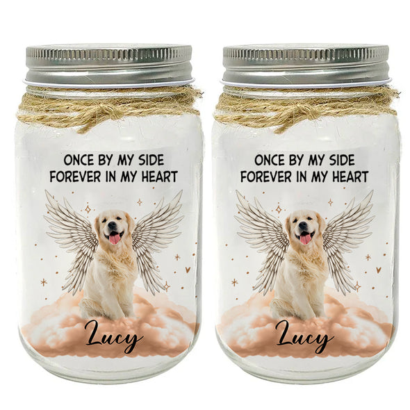 Once By My Side - Personalized Mason Jar Light, Gift For Pet Lovers, Pet Memorial