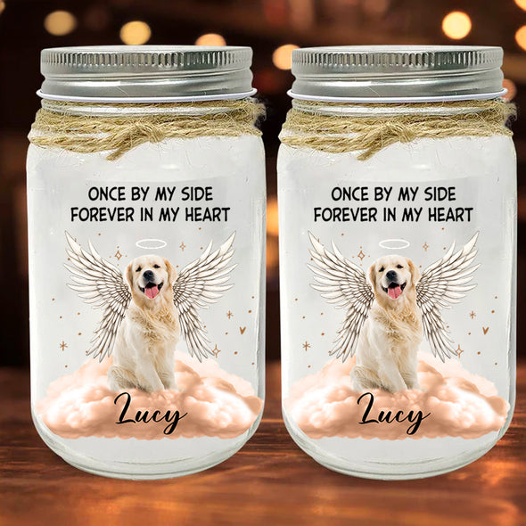 Once By My Side - Personalized Mason Jar Light, Gift For Pet Lovers, Pet Memorial