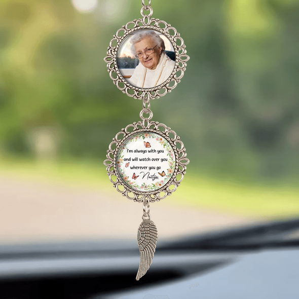 Personalized Photo Car Charm Memorial Ornament - Gift For Mother's Day, Family