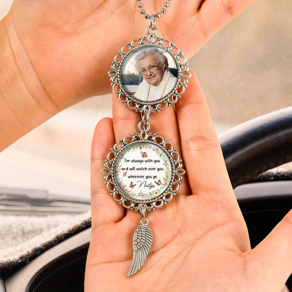 Personalized Photo Car Charm Memorial Ornament - Gift For Mother's Day, Family