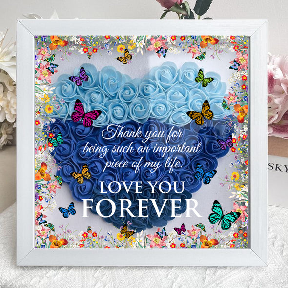 Personalized Wife, Thank You Flower Shadow Box - Gift For Mother's Day, Wife